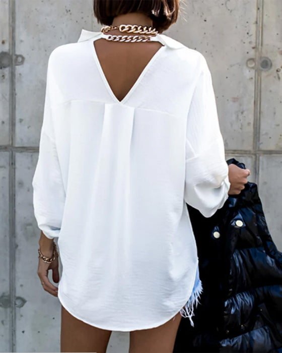 Casual Mode Skjorta Med Krage