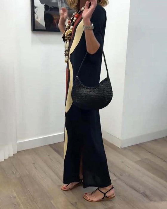 Klänning V-Ringning Tryckt Gatustil