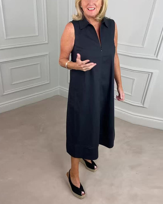 Enfärgad ärmlös vardagsklänning