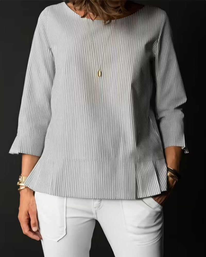 Topp Randig Runde Halsringning