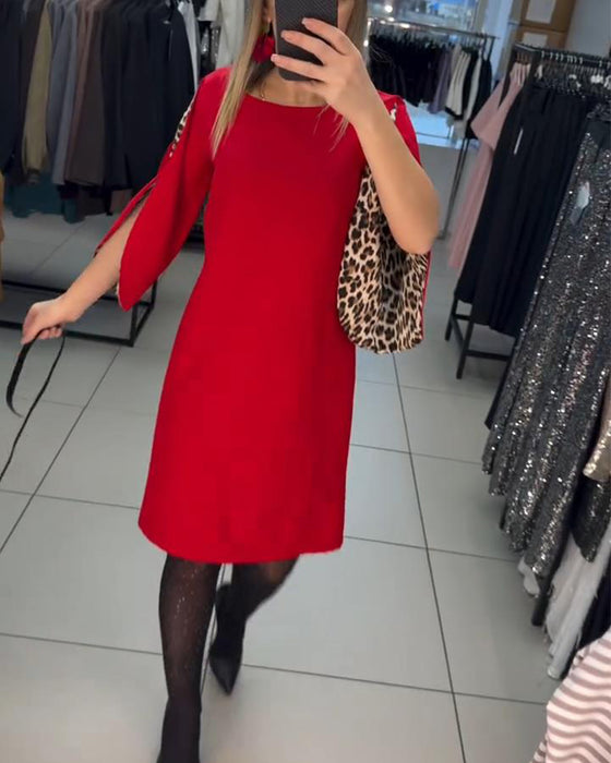 Rak Och Modern Klänning Med Utsvängda Ärmar