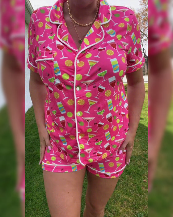 Tvådelade Set Vinflaska Tryck Casual