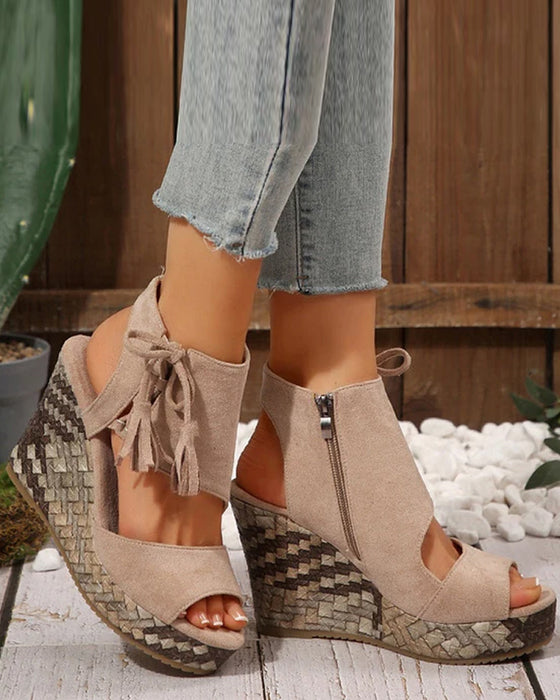 👡Sandaler Dam Öppen Tå Plattform Wedge Tofs