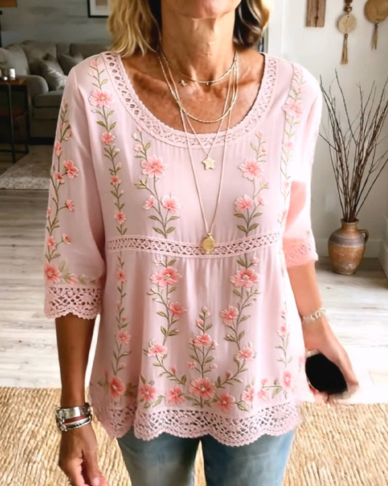 Blus Blommig Spets Babydoll