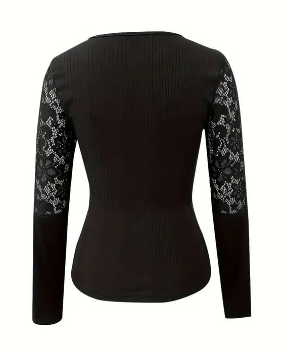 Blus Med Knutkrage Stickad