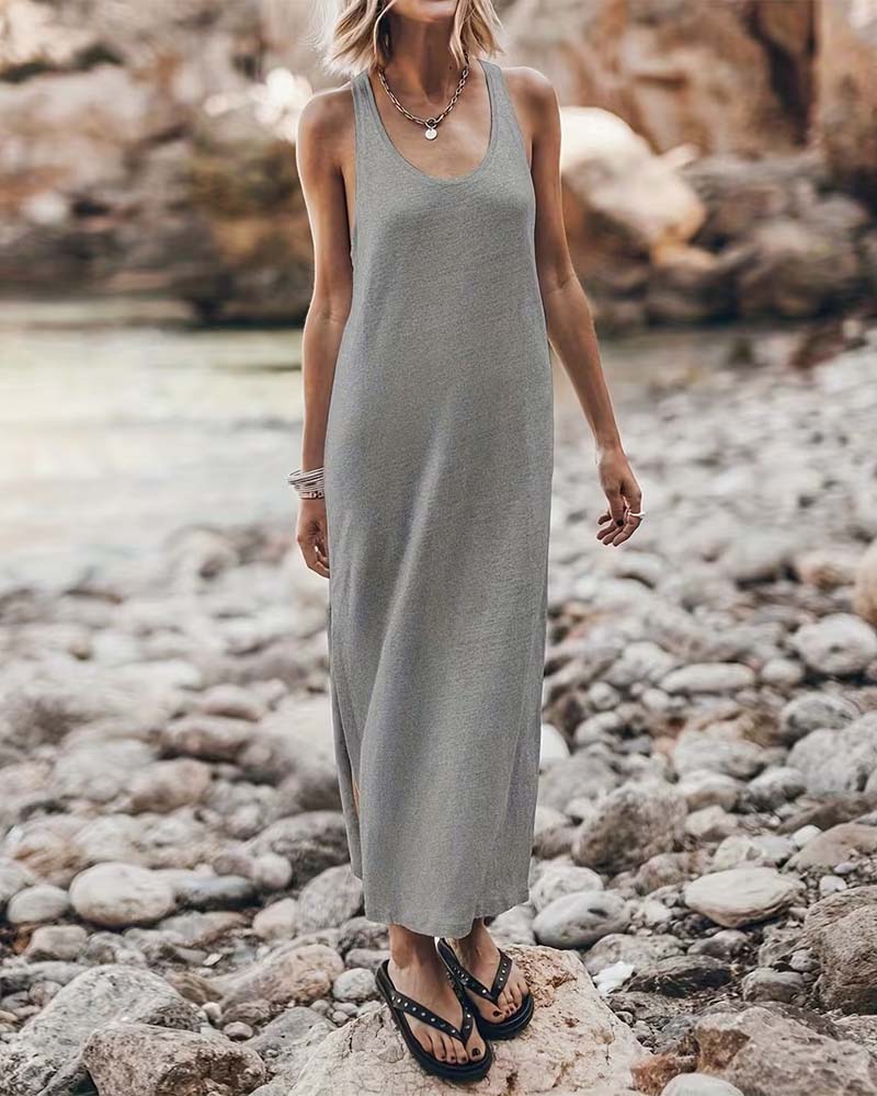 Klänning Slim Fit Och Bekväm Ärmlös