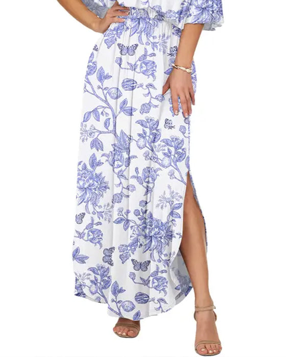 Klänning Elegant Bläcktvätt Blommig Maxi