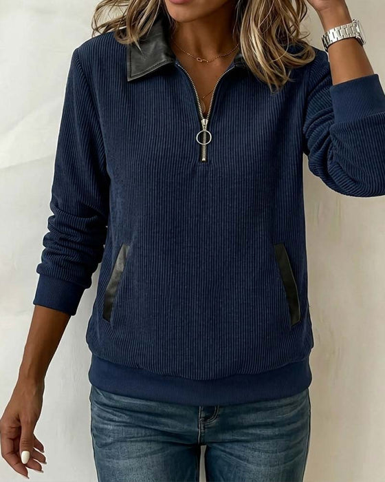 Sweatshirt Slag Dragkedja Lång Ärm