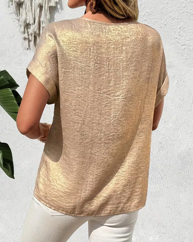 T-Shirt Enfärgad Kortärmad Lös