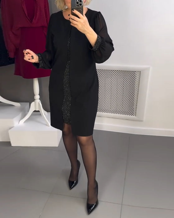 Klänning Rund Hals Diamant Panel