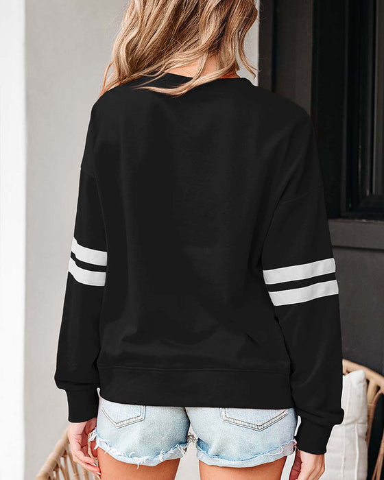 Färgblockerad Långärmad Rundhalsad Sweatshirt