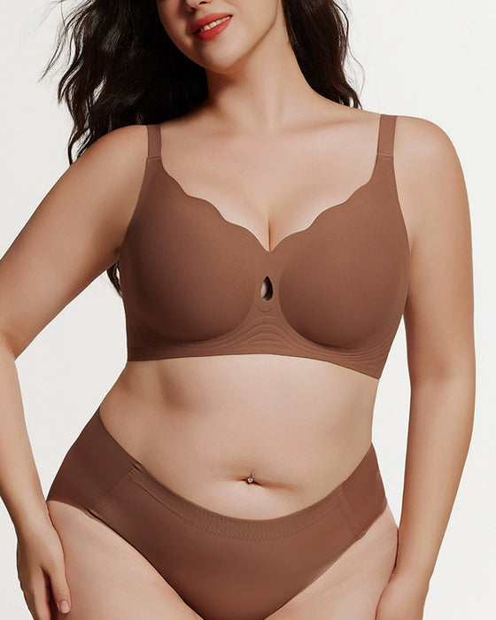 Kvinnors Behå Med Vattendropsformad Ihålig Design Och Scallop-Blommor