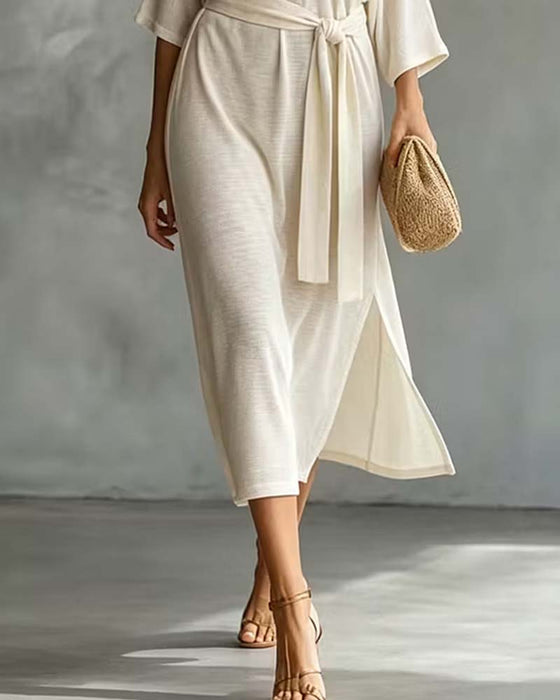 Klädning Off-Shoulder Knytning Slits