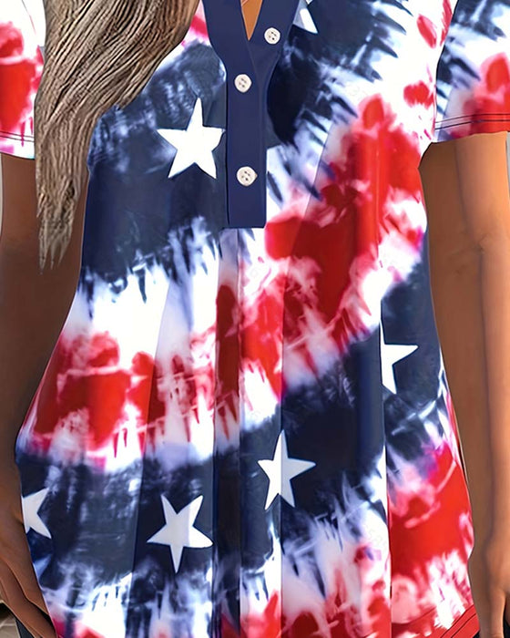 Blusar Tie-Dye Henley Kortärmad