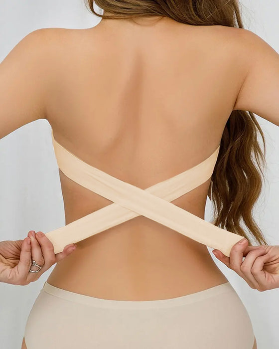 Bh-Topp Axelbandslös Sömlös Sidstängning Korslagd