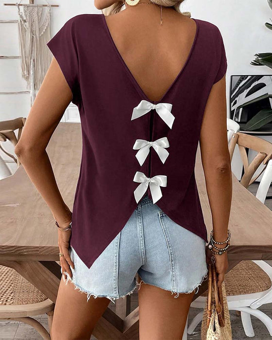 T-Shirt V-Hals Rygg Rosett