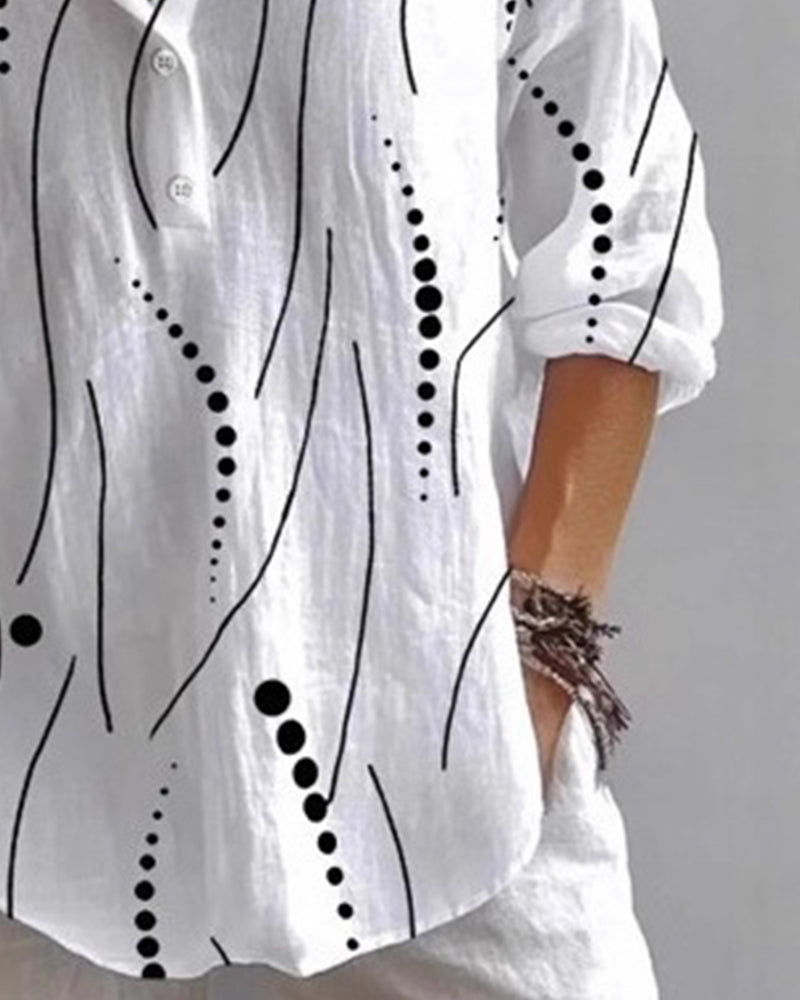 Blus Prickig Randig Med Krage