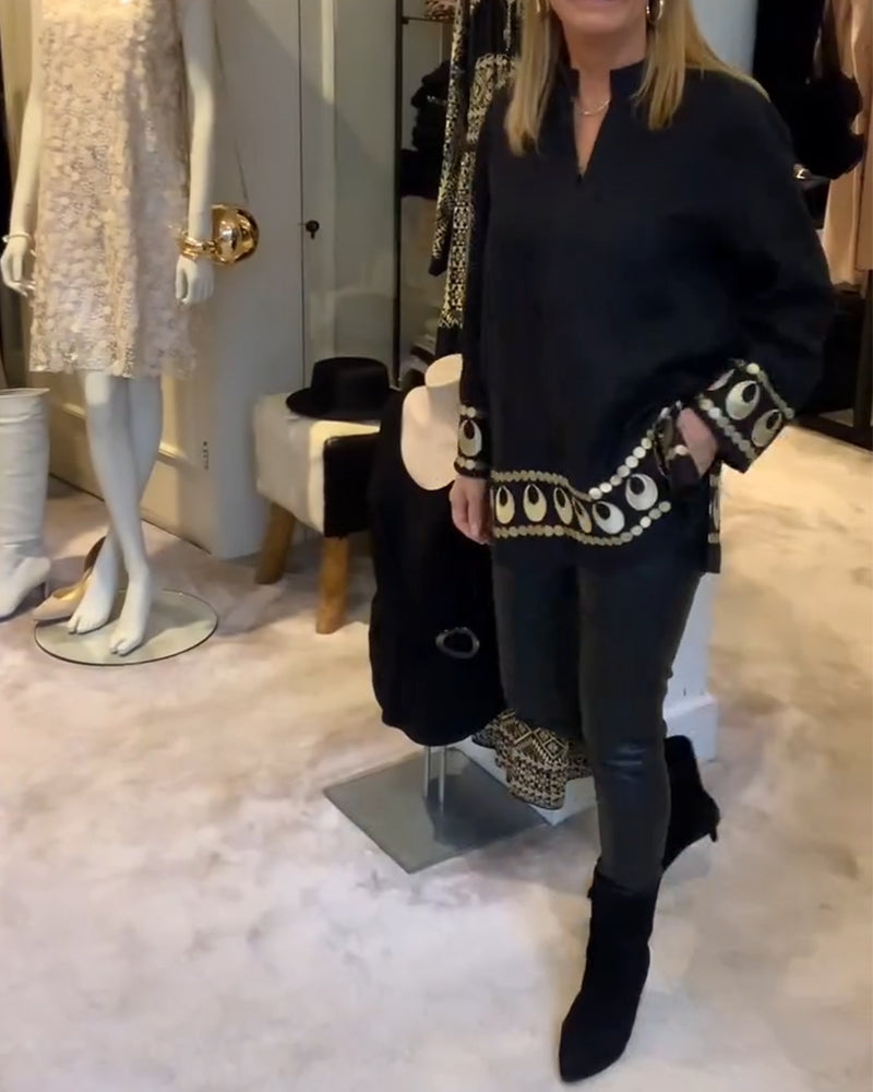 Blus Positionerad Tryckt Lössittande