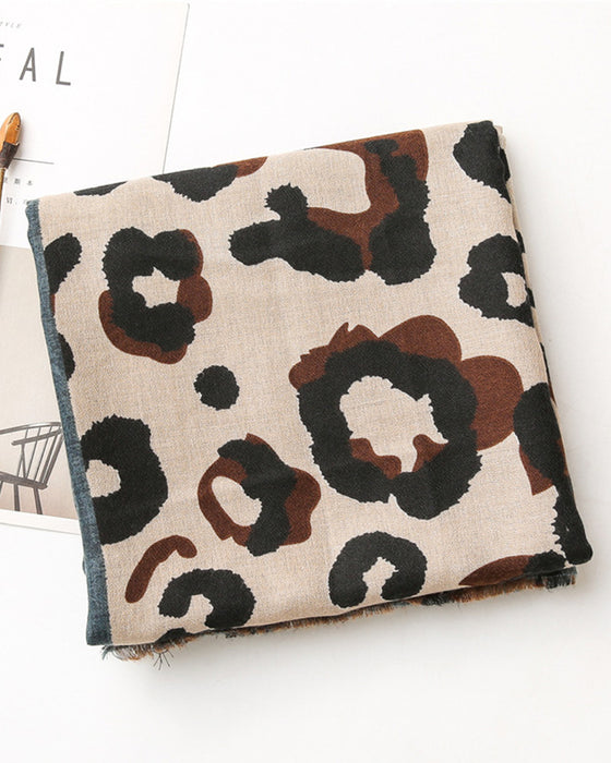 Dam Halsduk Leopard Lapptäcke Print Fransar Schal