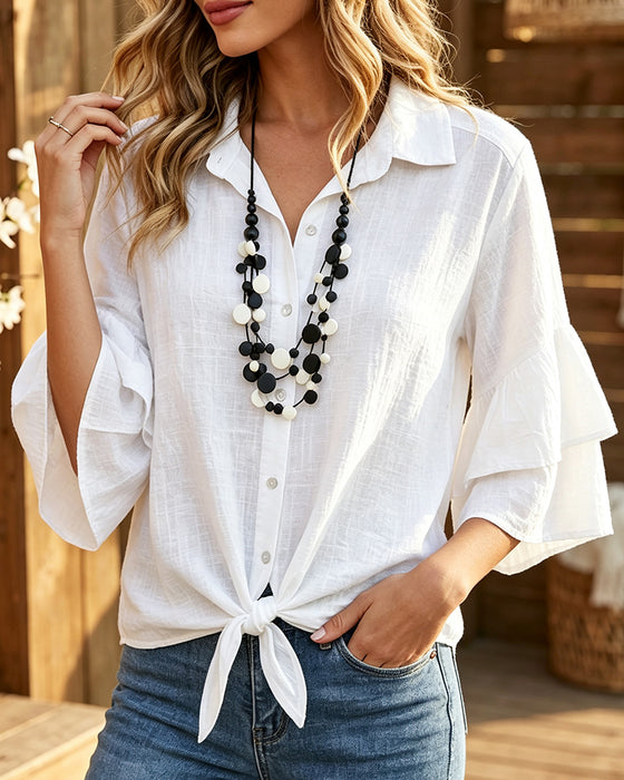 Blus Skjorta Krage Ruffle Slips