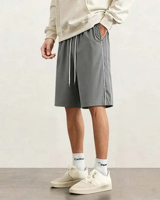 Shorts Dubbel Vit Rand Knälång Casual