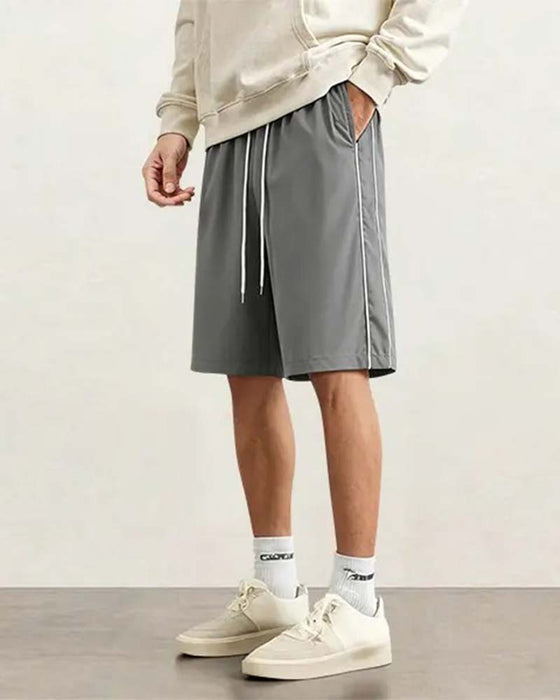 Shorts Dubbel Vit Rand Knälång Casual