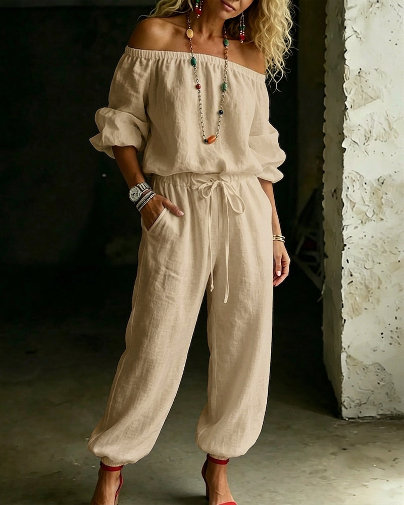 Hoppdräkt Off-Shoulder Knyt Midja Snörd Midja