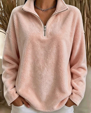 Sweatshirt Dragkedja Liten Ståndkrage Pullover