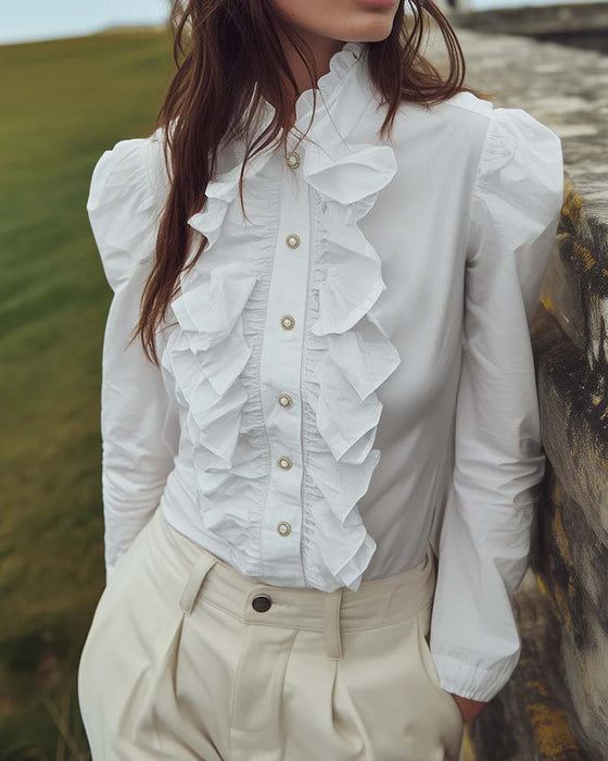 Blus Fransk Spets Rysch