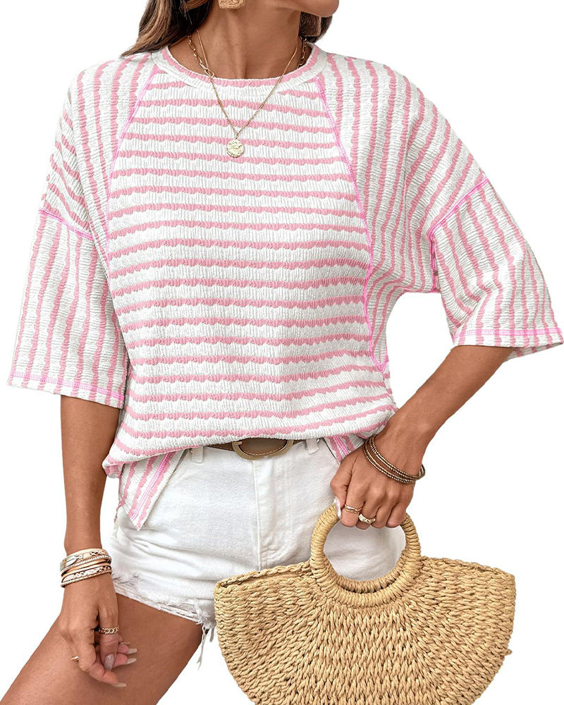 Mångsidig Randad Kortärmad T-Shirt