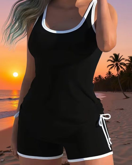 Tankini Färgblockad U-Halsad