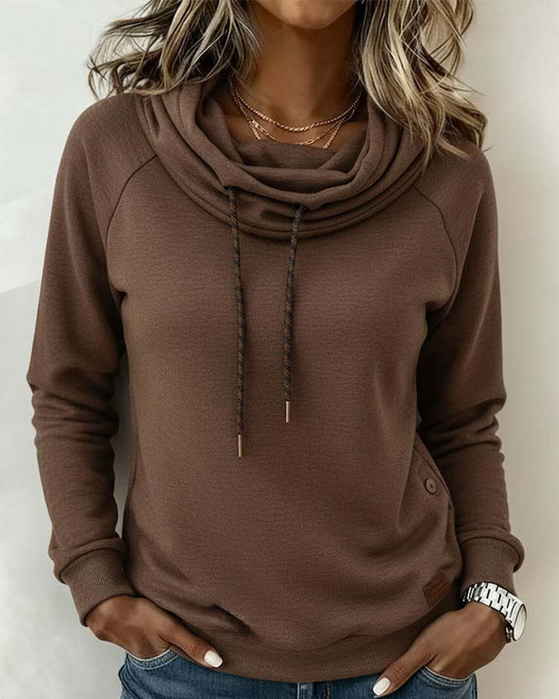 Sweatshirt Mock Hals Knytning Casual Pullover