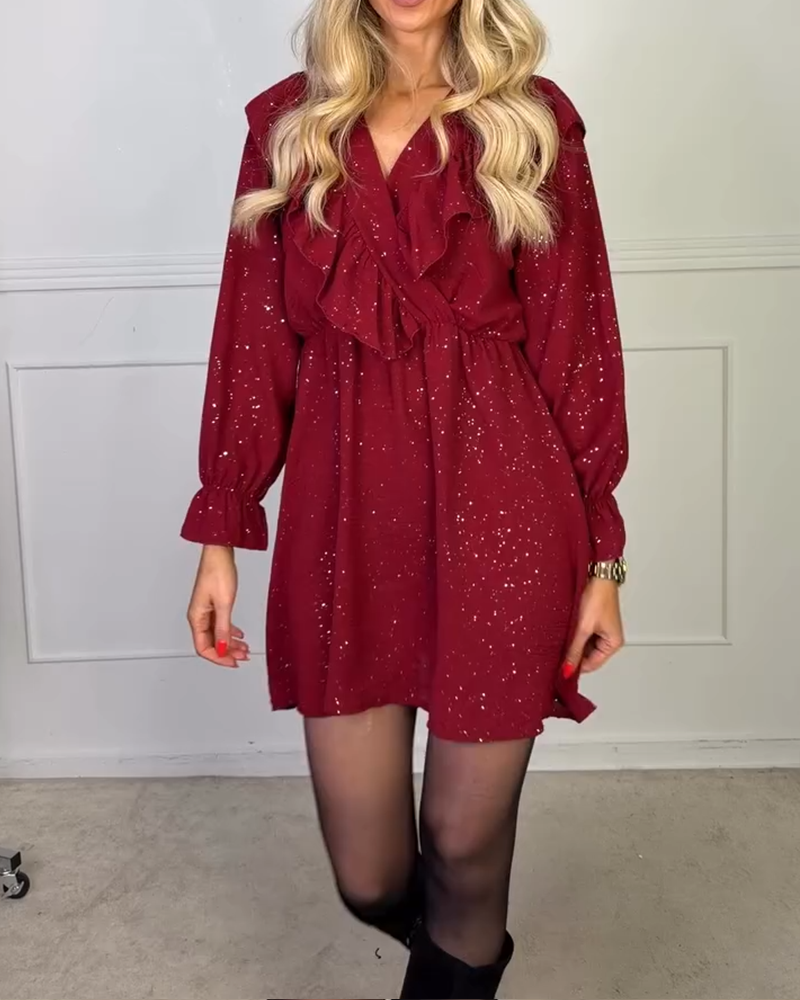 Stilfull Klänning Med V-Ringning I Enfärgad