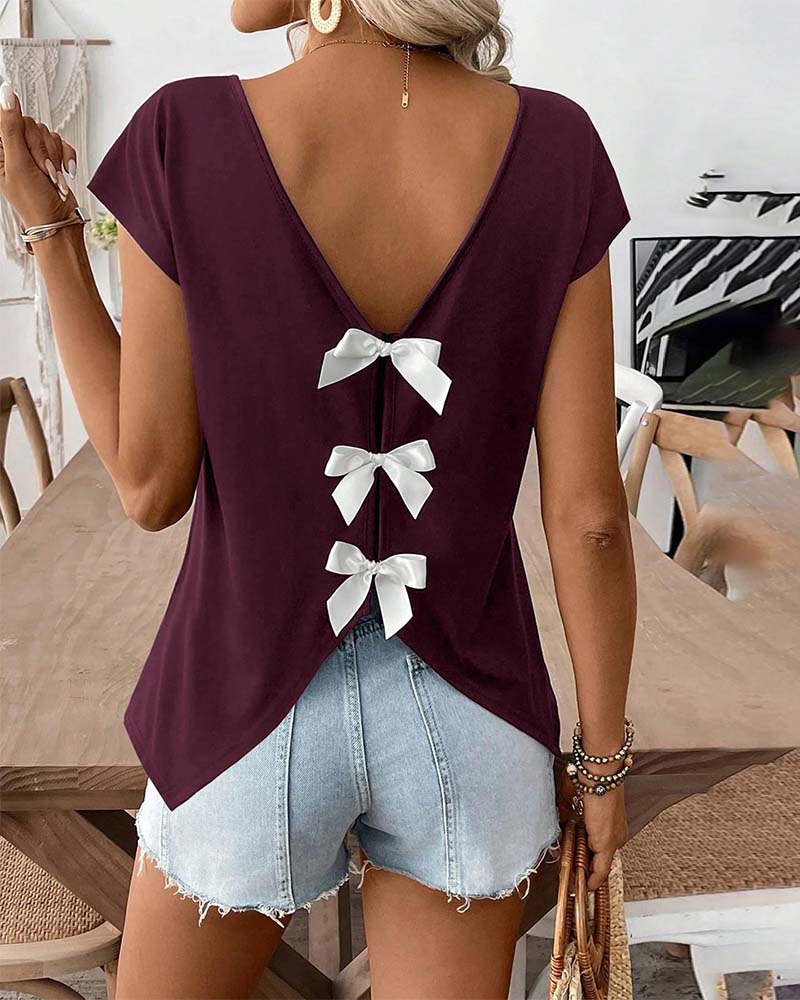 T-Shirt V-Hals Rygg Rosett