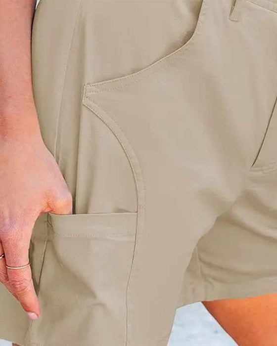 Shorts Med Fickor Knappar Enfärgad