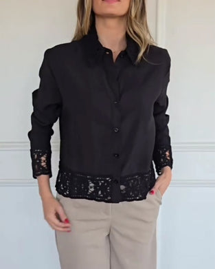 Blus Slag Fåll Spets Patchwork