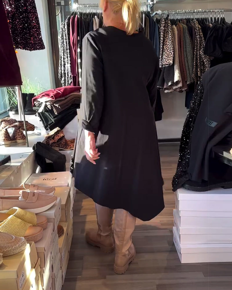 Klänning Glitter Panel Rund Halsringning