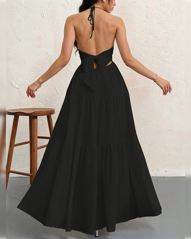 Klänning Mode Solid Halter