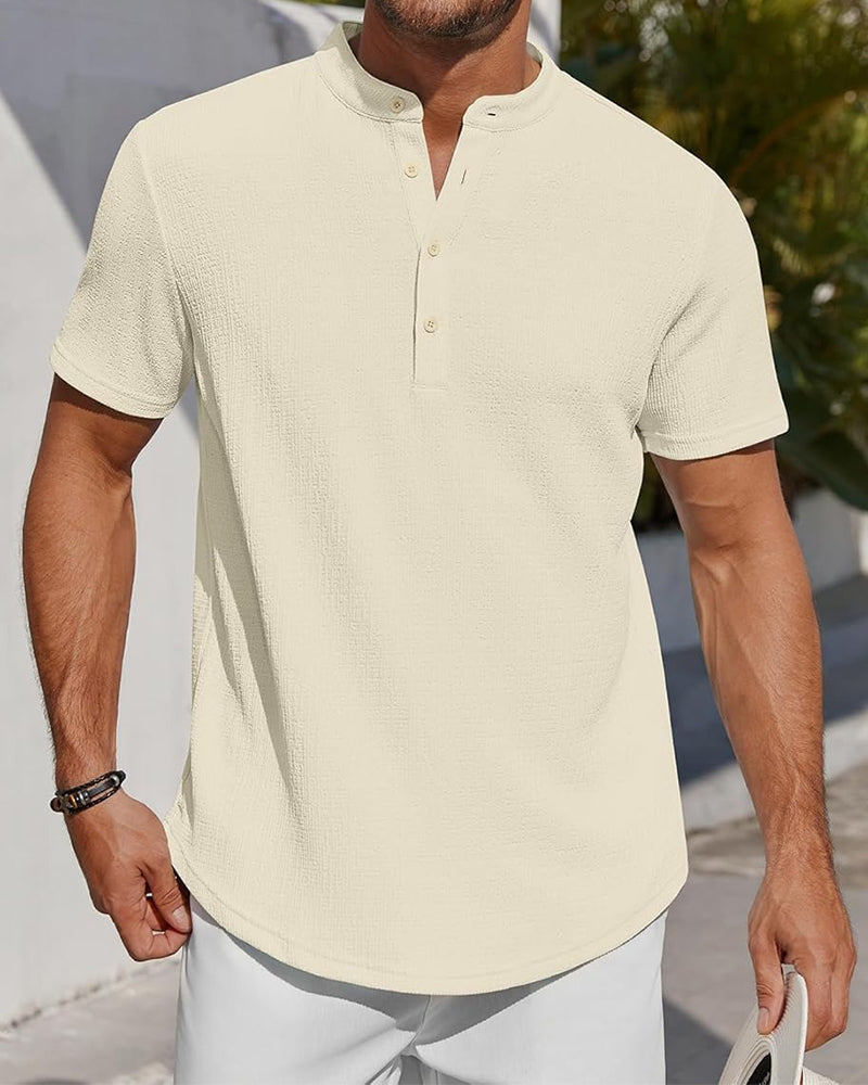 Skjorta Enfärgad Lös Henley
