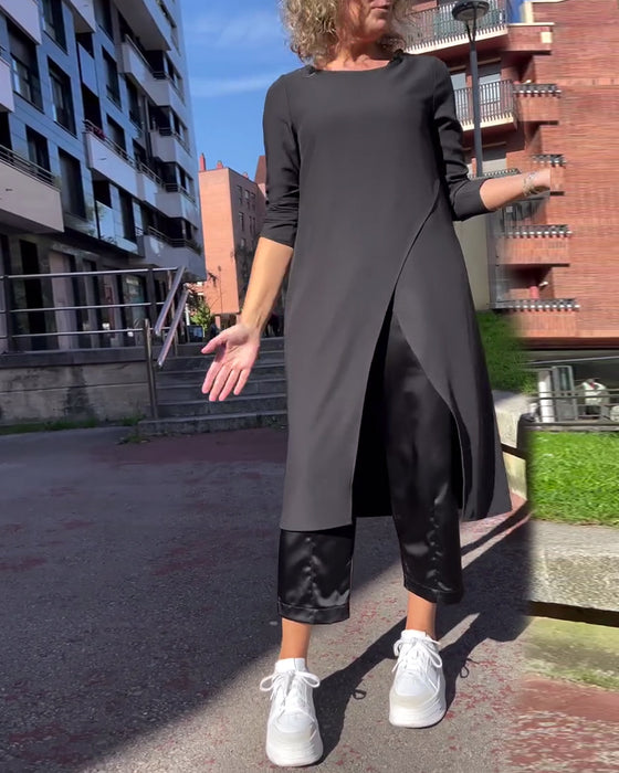 Skjorta Fashionabla Irregular Slit