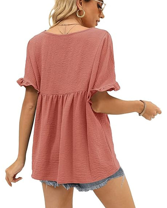 Blus Casual Rynkad Loose Fit