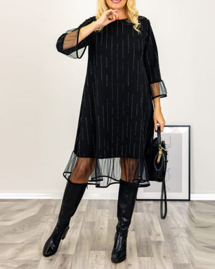 Klänning Nät Inslag Rund Halsringning