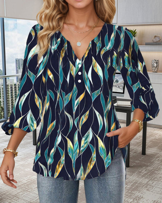 Blus Casual V-Ringning