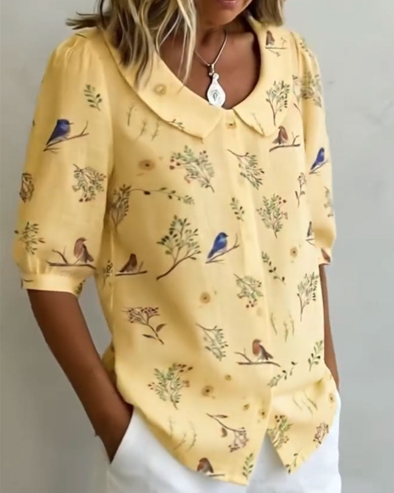 Skjorta Fågelmönster Peter Pan-Krage