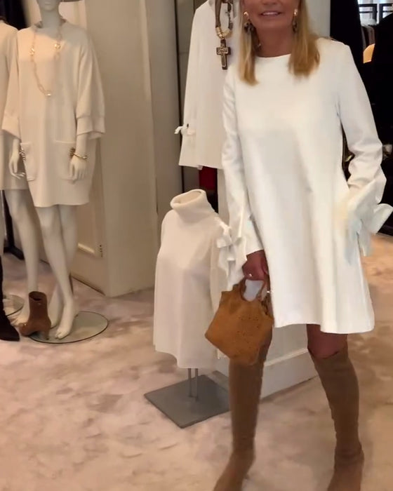 Klänning Modigt Rund Halsklaff Slängärm