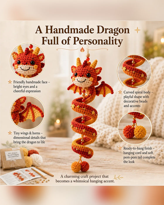 🐉 Nybörjarvänligt DIY-set för ett förtrollat drake-spiralhängande ornament | Komplett set inklusive alla verktyg och en steg-för-steg-instruktion 💕