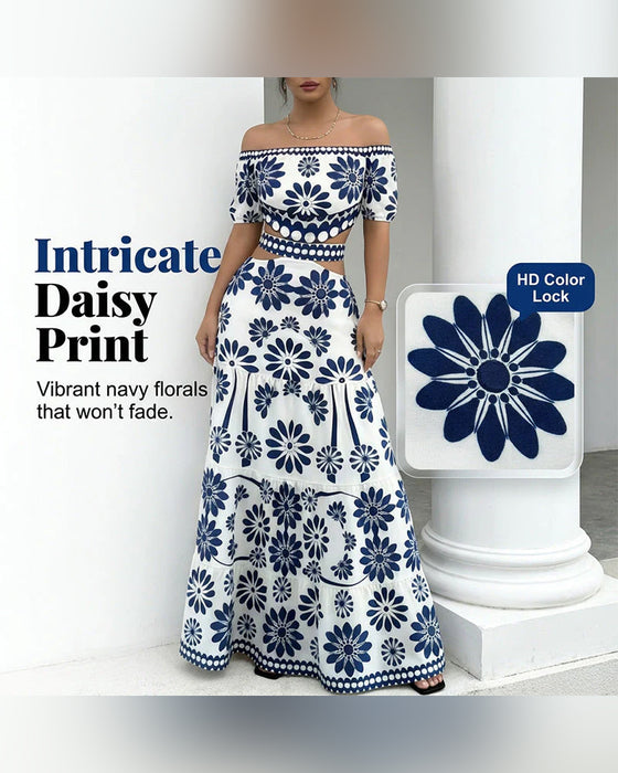 Klänning Off-Shoulder Blommig Urklipp