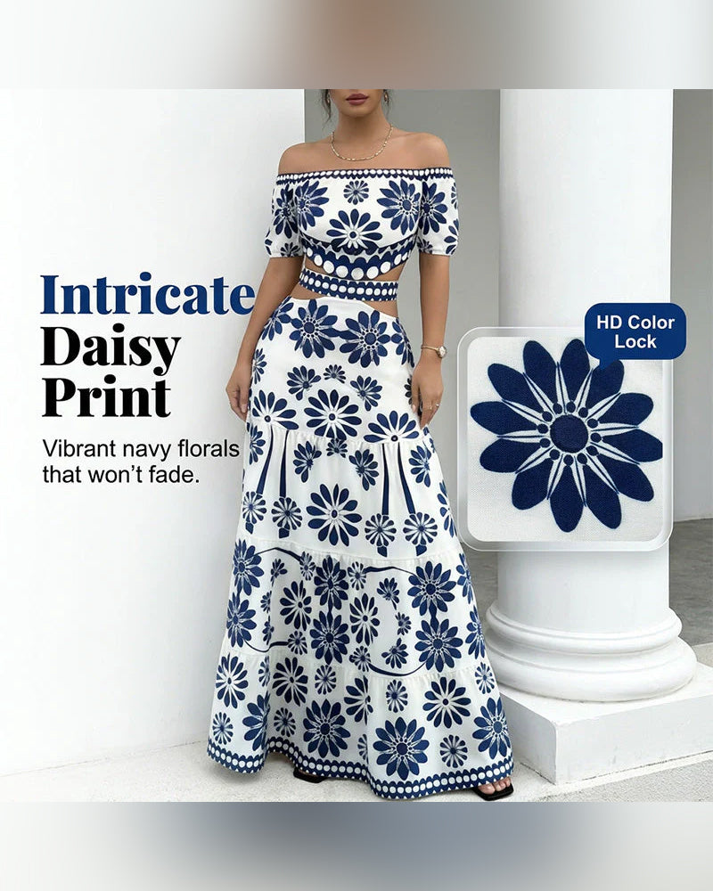 Klänning Off-Shoulder Blommig Urklipp