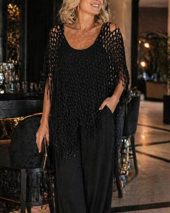Pullover Fringe Mesh Urholkning