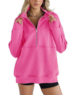 Sweatshirt Solid Färg Slag Kragdragkedja
